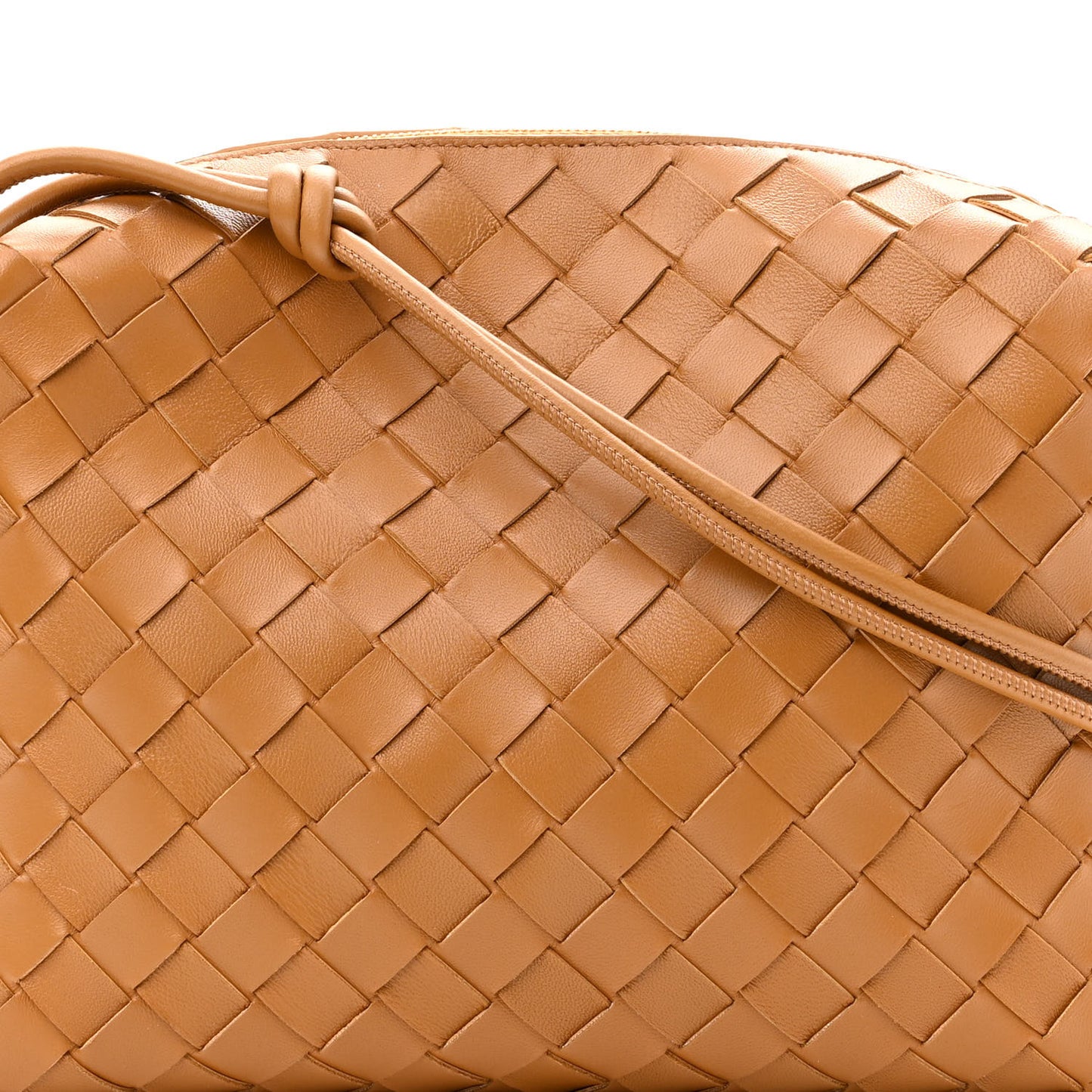 Nappa Intrecciato Small Loop Camera Bag Camel