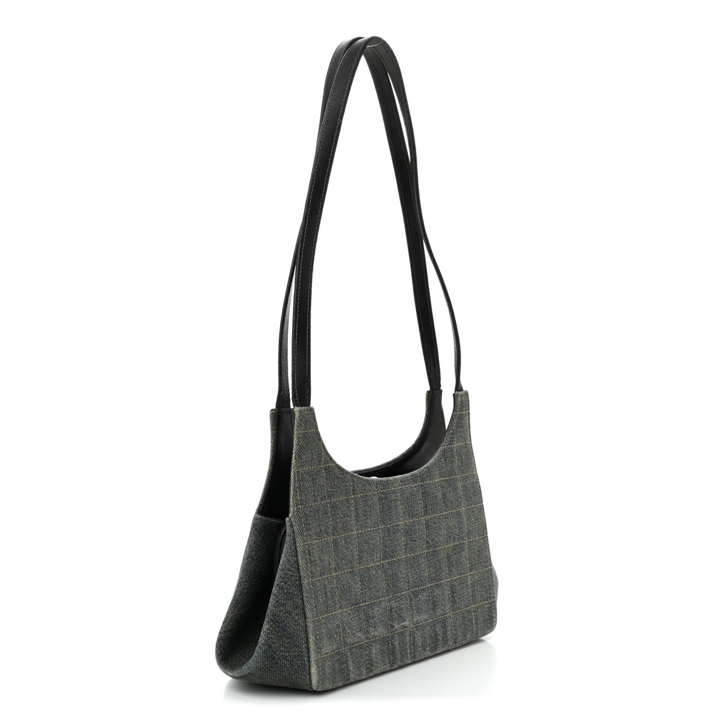 Denim Quilted CC Chocolate Bar Shoulder Bag Blue