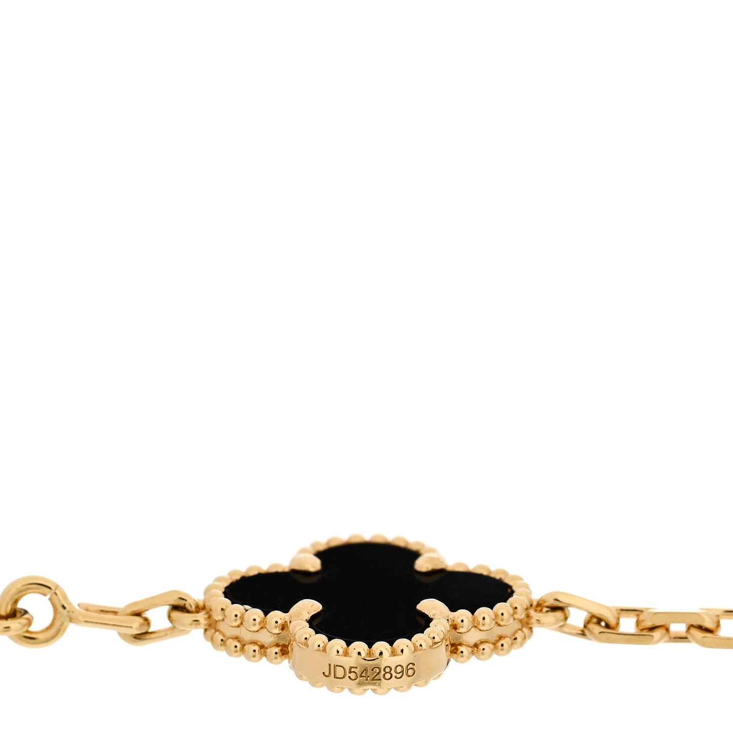 18K Yellow Gold Black Onyx 5 Motifs Vintage Alhambra Bracelet