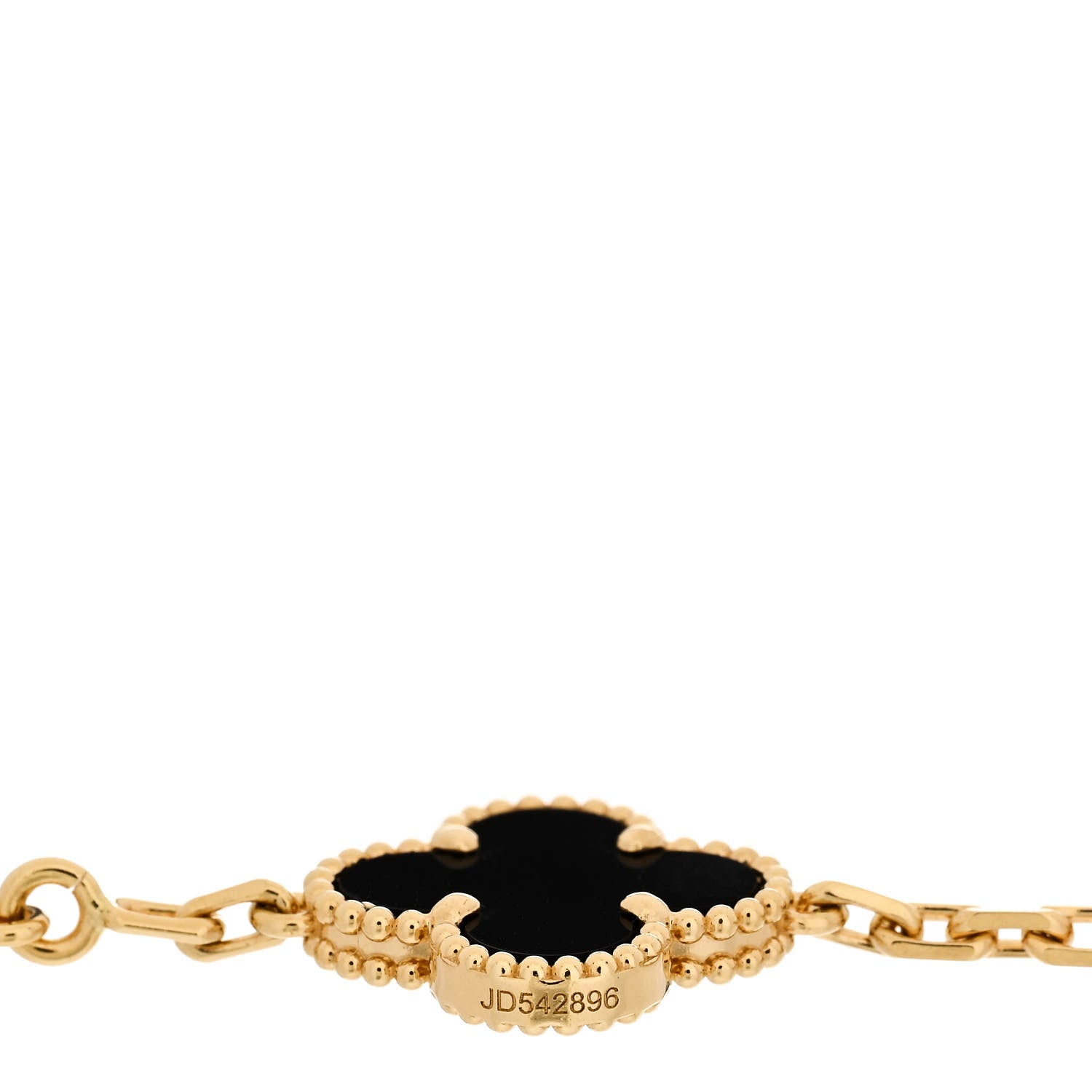 Van Cleef & Arpels 18K Yellow Gold Black Onyx 5 Motifs Vintage Alhambra Bracelet 4 of 5