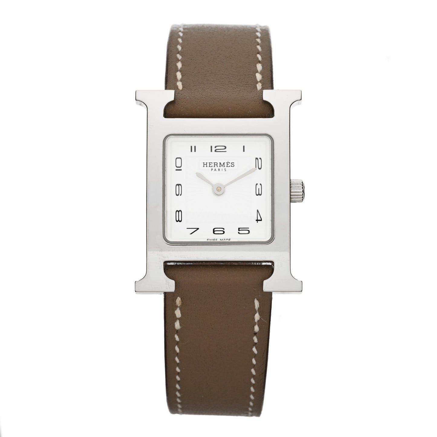 Stainless Steel Swift 21mm Heure H Hour Quartz Watch Etoupe