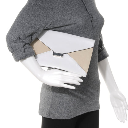 Celine Leather Suede Diamond Clutch White Beige 2 of 8