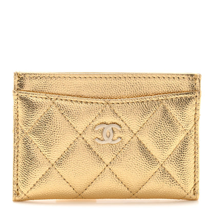 Chanel Metallic Caviar Quilted Card Holder Gold 1 of 8