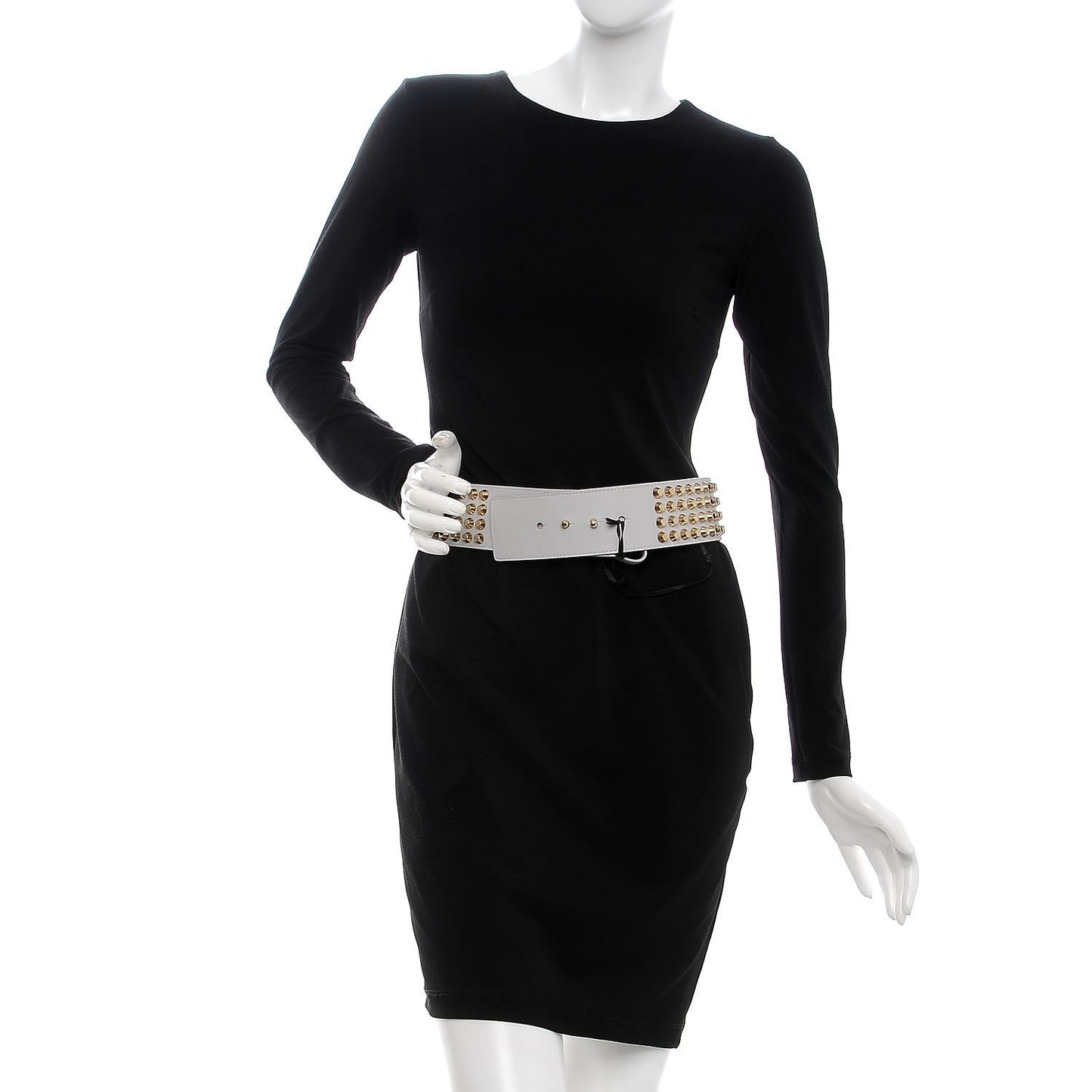 Calfskin Studded Belt 75 30 Light Grey
