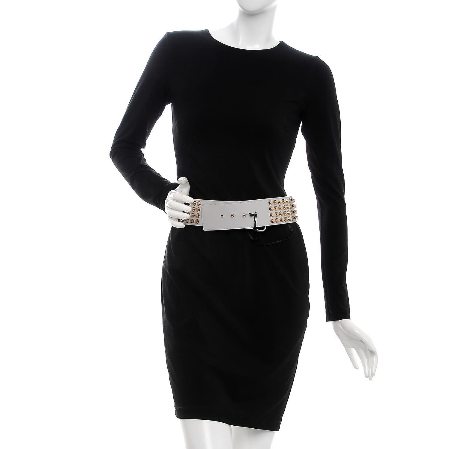 Versace Calfskin Studded Belt 75 30 Light Grey 2 of 6