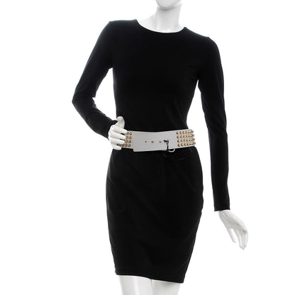 Versace Calfskin Studded Belt 75 30 Light Grey 2 of 6