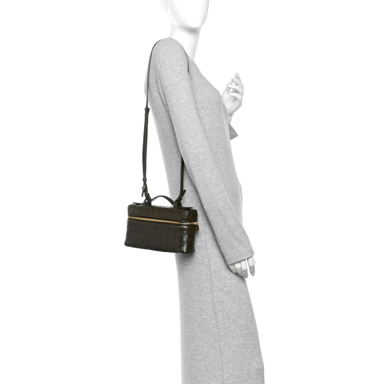 Bottega Veneta Calfskin Intrecciato Bang Bang Vanity Case Kaki 2 of 10