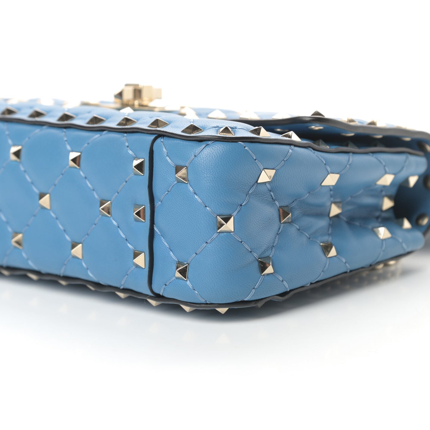 Nappa Small Rockstud Spike Shoulder Bag Bluette
