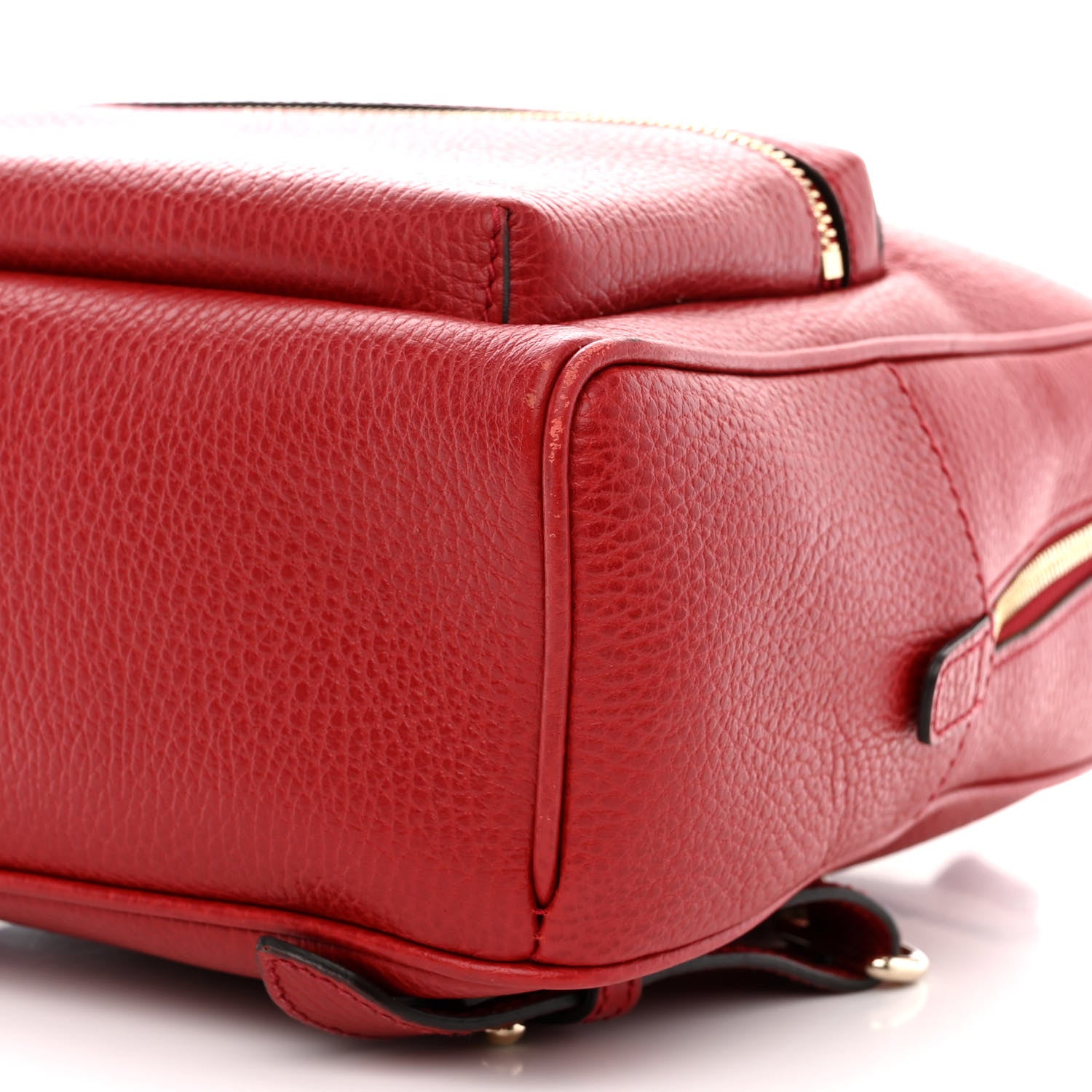 Gucci Pebbled Calfskin Soho Chain Backpack Hibiscus Red 10 of 12