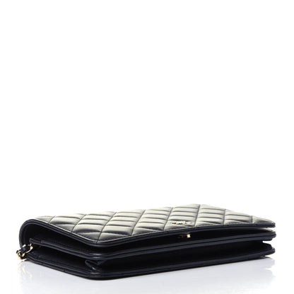 Chanel Iridescent Lambskin Quilted Pearl Wallet On Chain WOC Black 3 of 12
