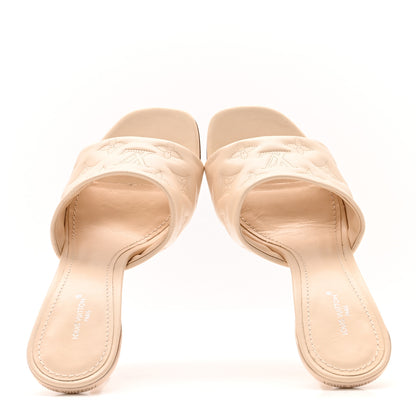 Louis Vuitton Lambskin Embossed Monogram Revival High Heel Mules 40 Beige 5 of 10
