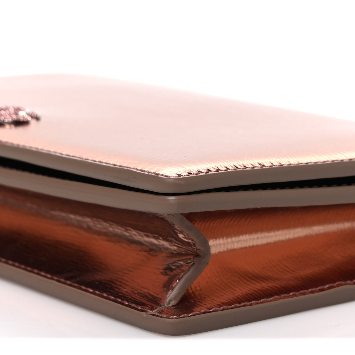 Gucci Textured Patent Bi-color GG Marmont Wallet on Chain  Pink 9 of 9