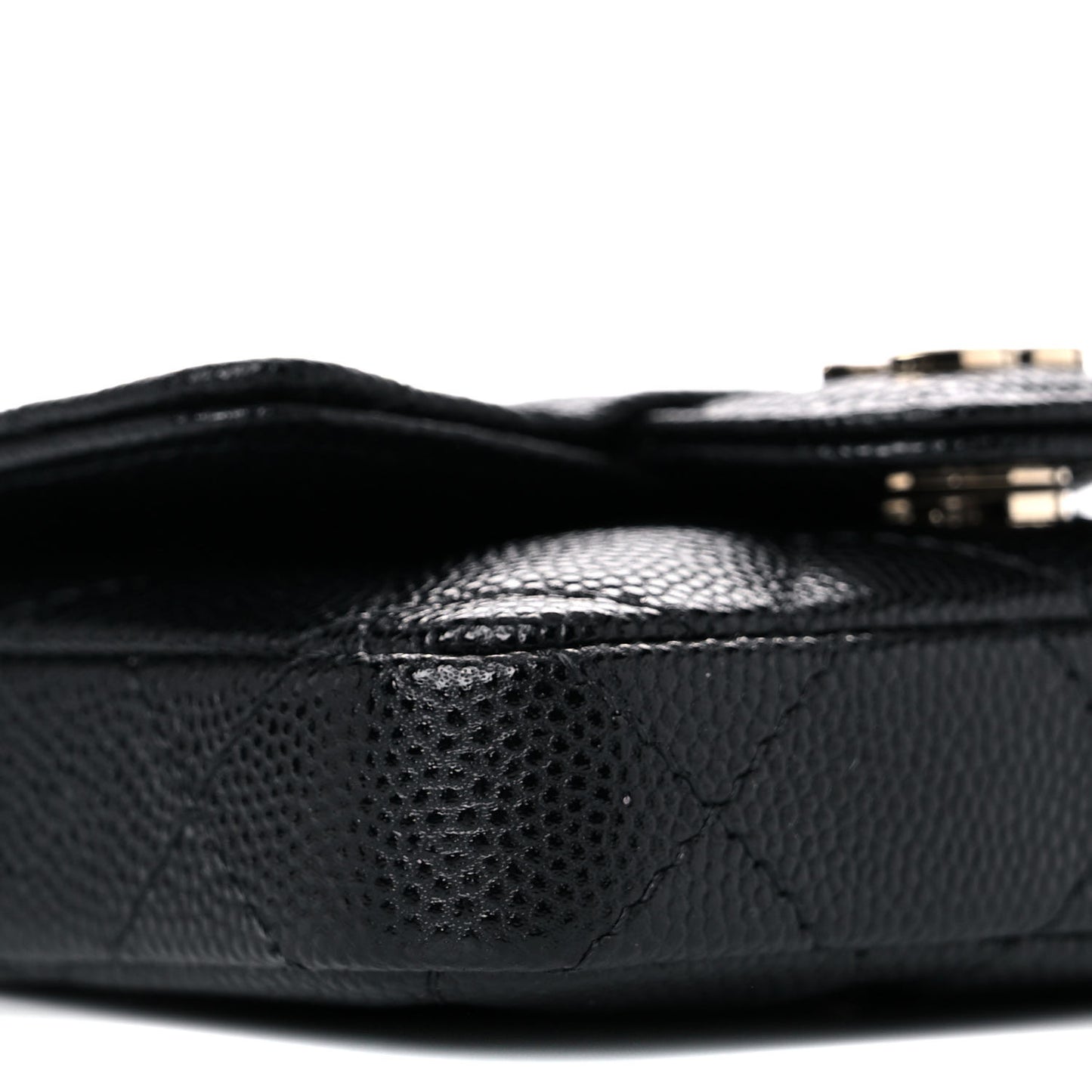 Caviar Quilted Mini Chain Belt Bag Black