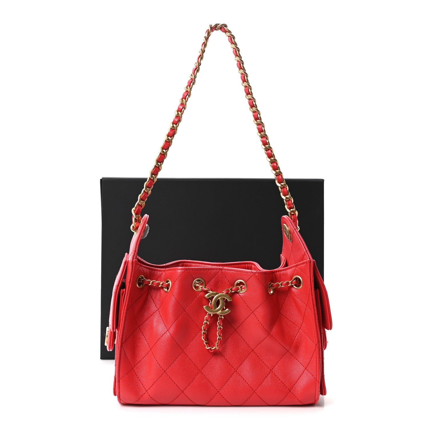 Chanel Caviar Quilted Mini Chanel 25 Handbag Red 11 of 11