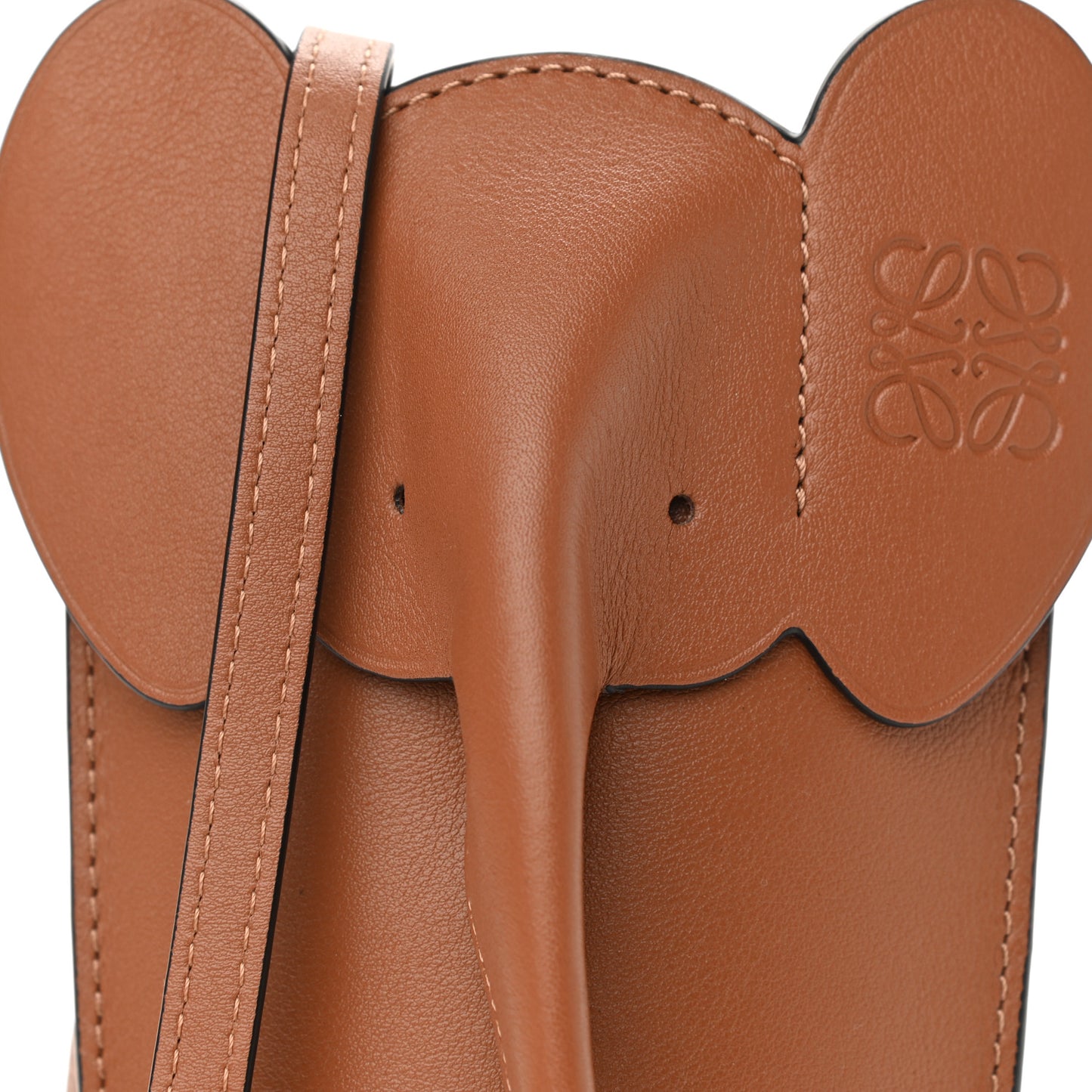 Calfskin Elephant Pouch Crossbody Bag Tan