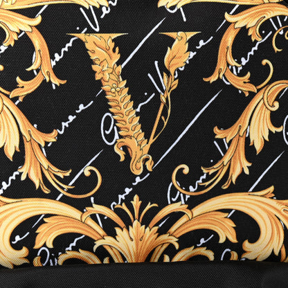Versace Nylon Barocco Signature Print Drawstring Backpack Black 7 of 10