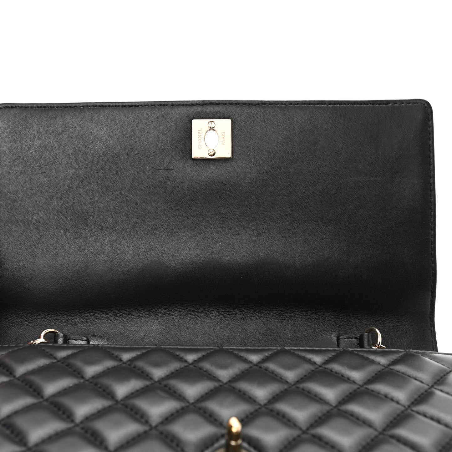 Lambskin Quilted Fantasy Pearl Flap Black