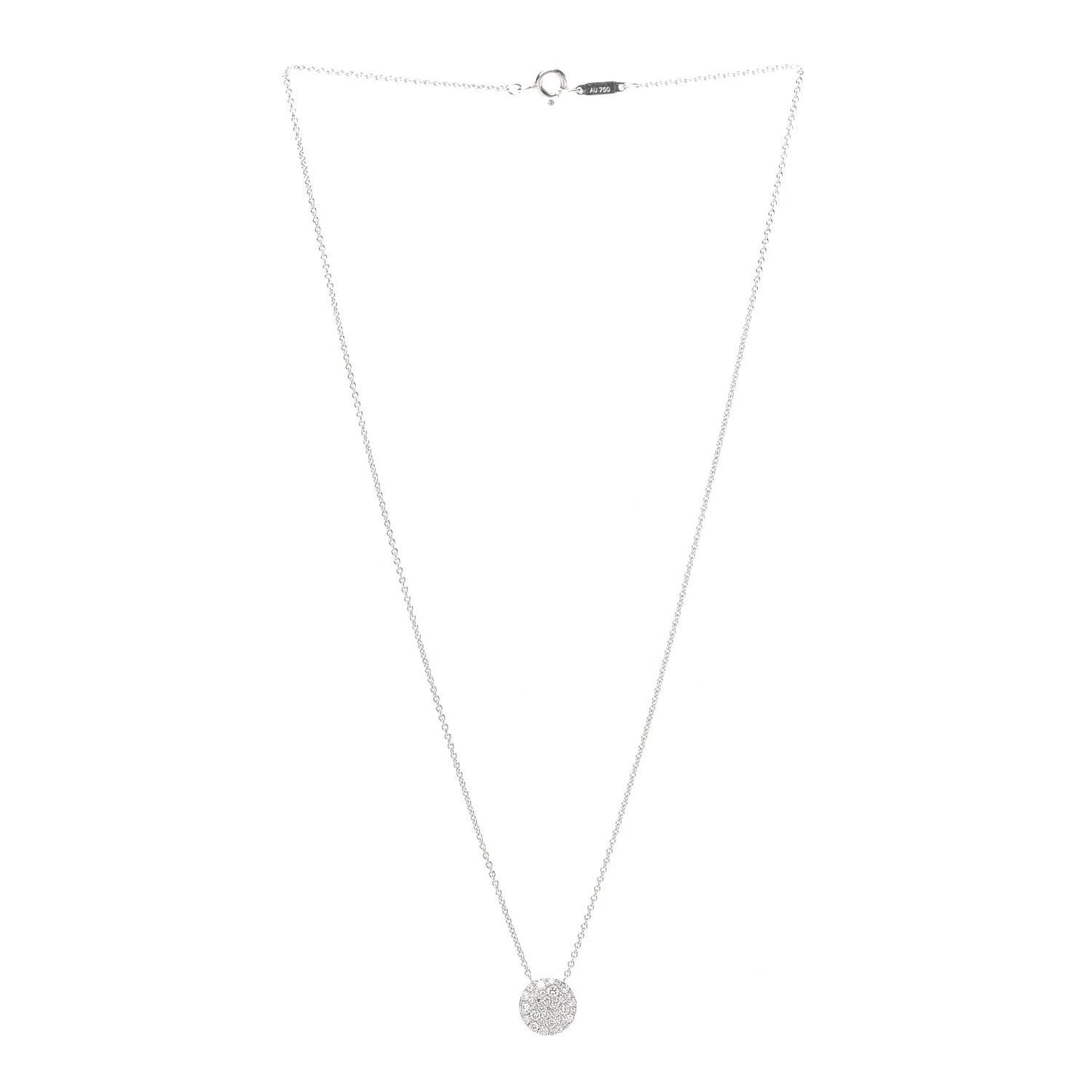 18K White Gold Diamond Metro Round Pendant Necklace