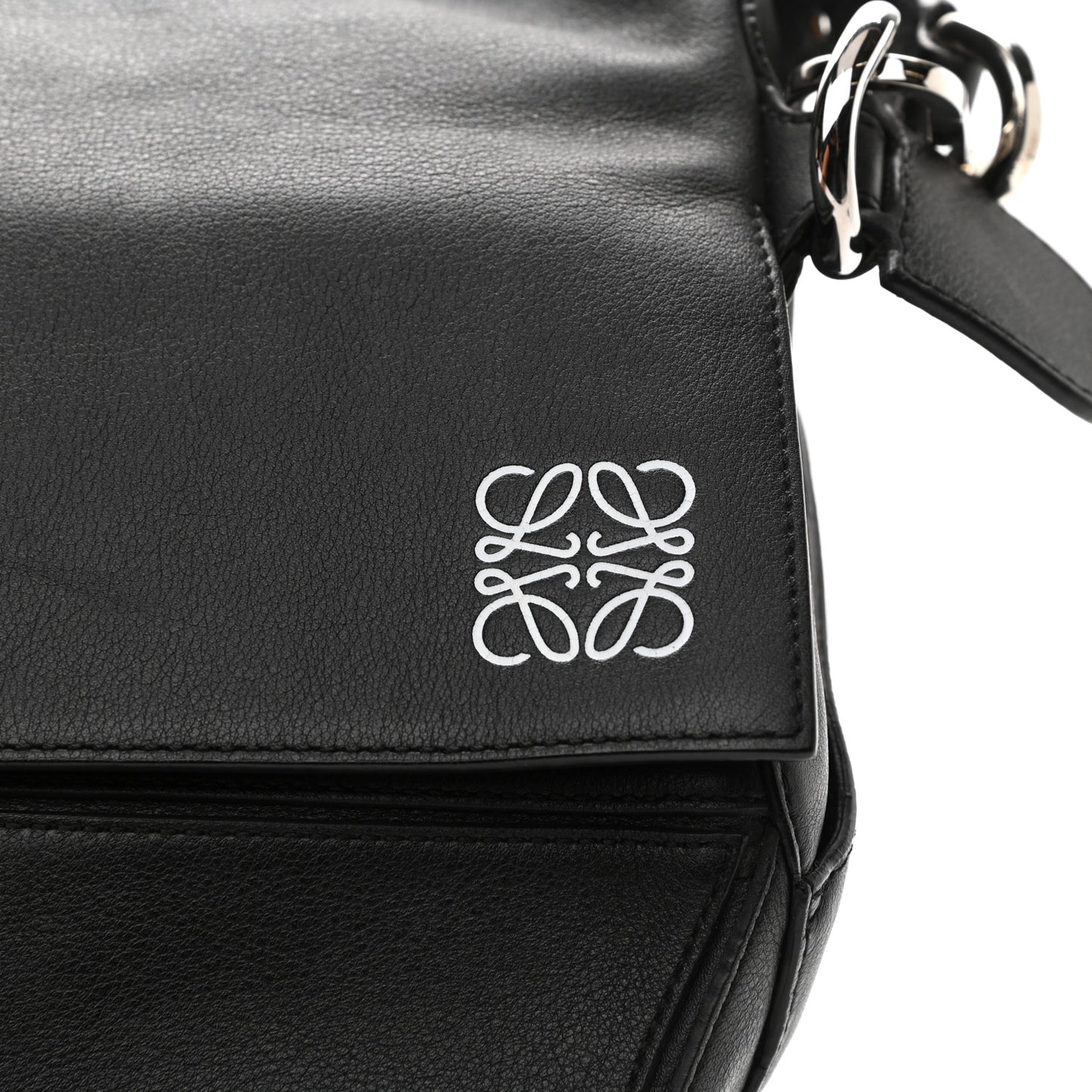 Calfskin XL Zipper Puzzle Bag Black
