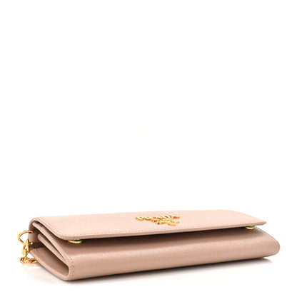 Prada Vitello Move Metal Oro Chain Wallet Cipria 4 of 10