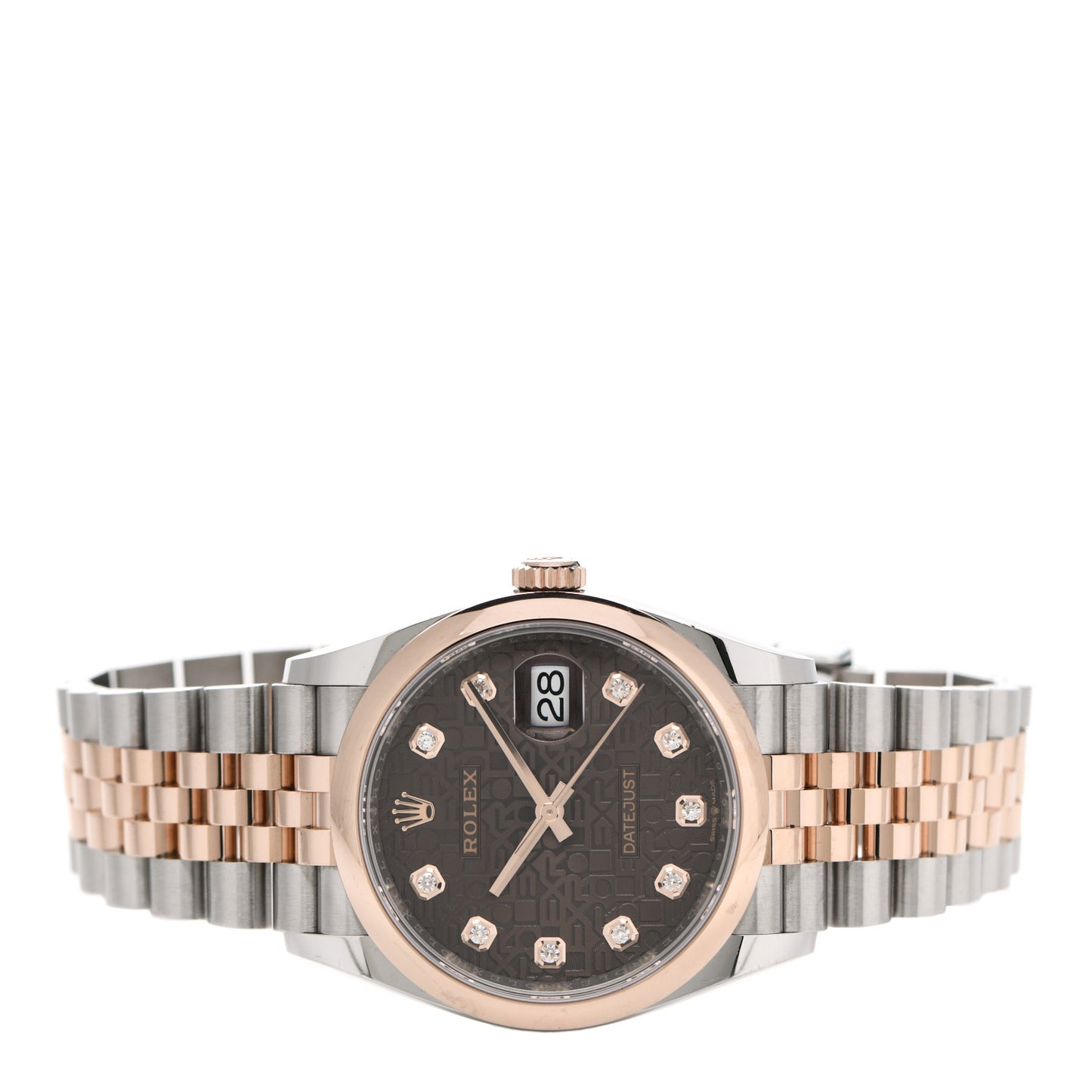 Stainless Steel 18K Everose Gold Diamond 36mm Oyster Perpetual Datejust Watch Chocolate Jubilee 126201