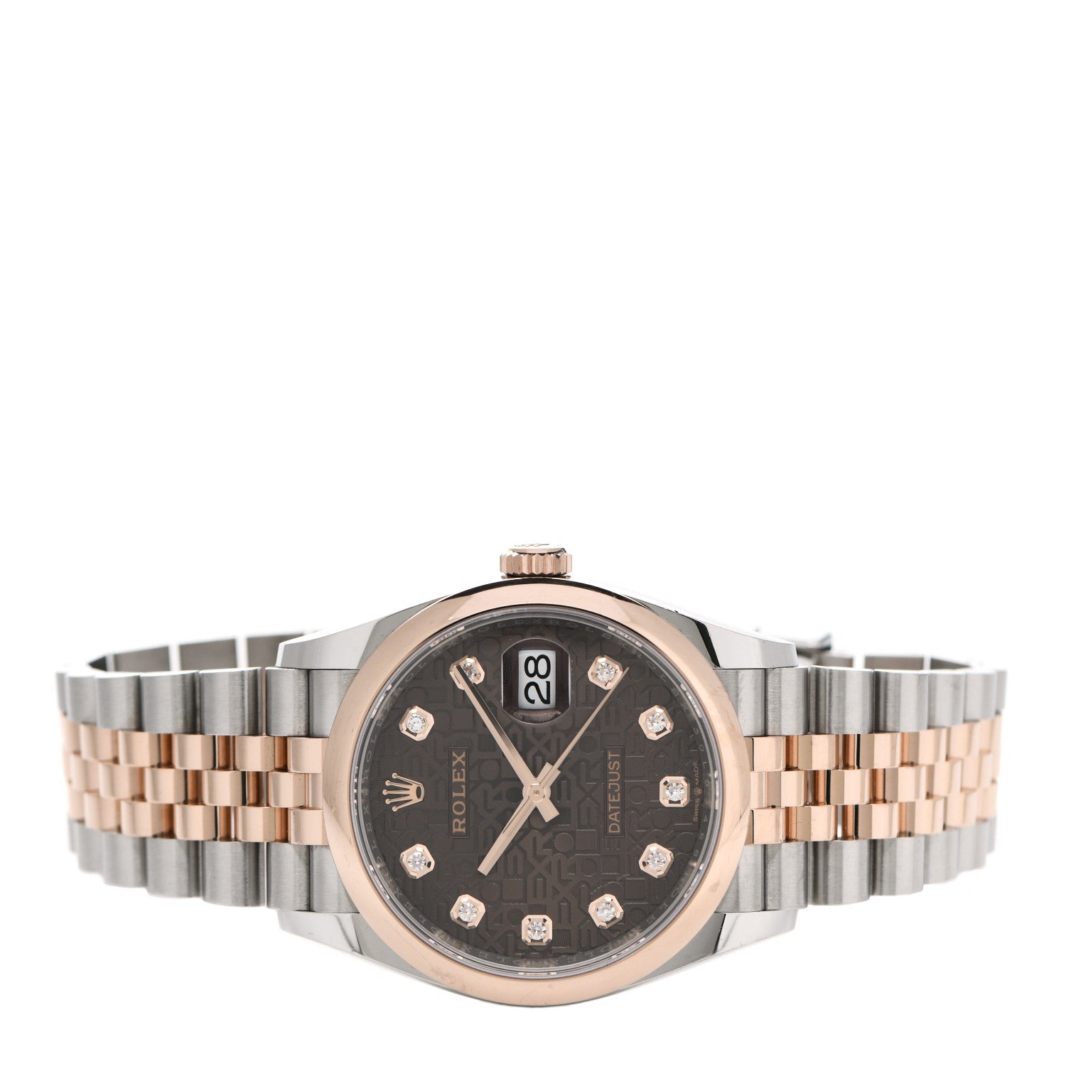 Rolex Stainless Steel 18K Everose Gold Diamond 36mm Oyster Perpetual Datejust Watch Chocolate Jubilee 126201 2 of 6