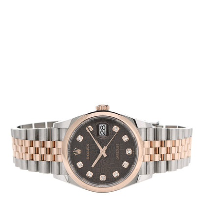 Rolex Stainless Steel 18K Everose Gold Diamond 36mm Oyster Perpetual Datejust Watch Chocolate Jubilee 126201 2 of 6