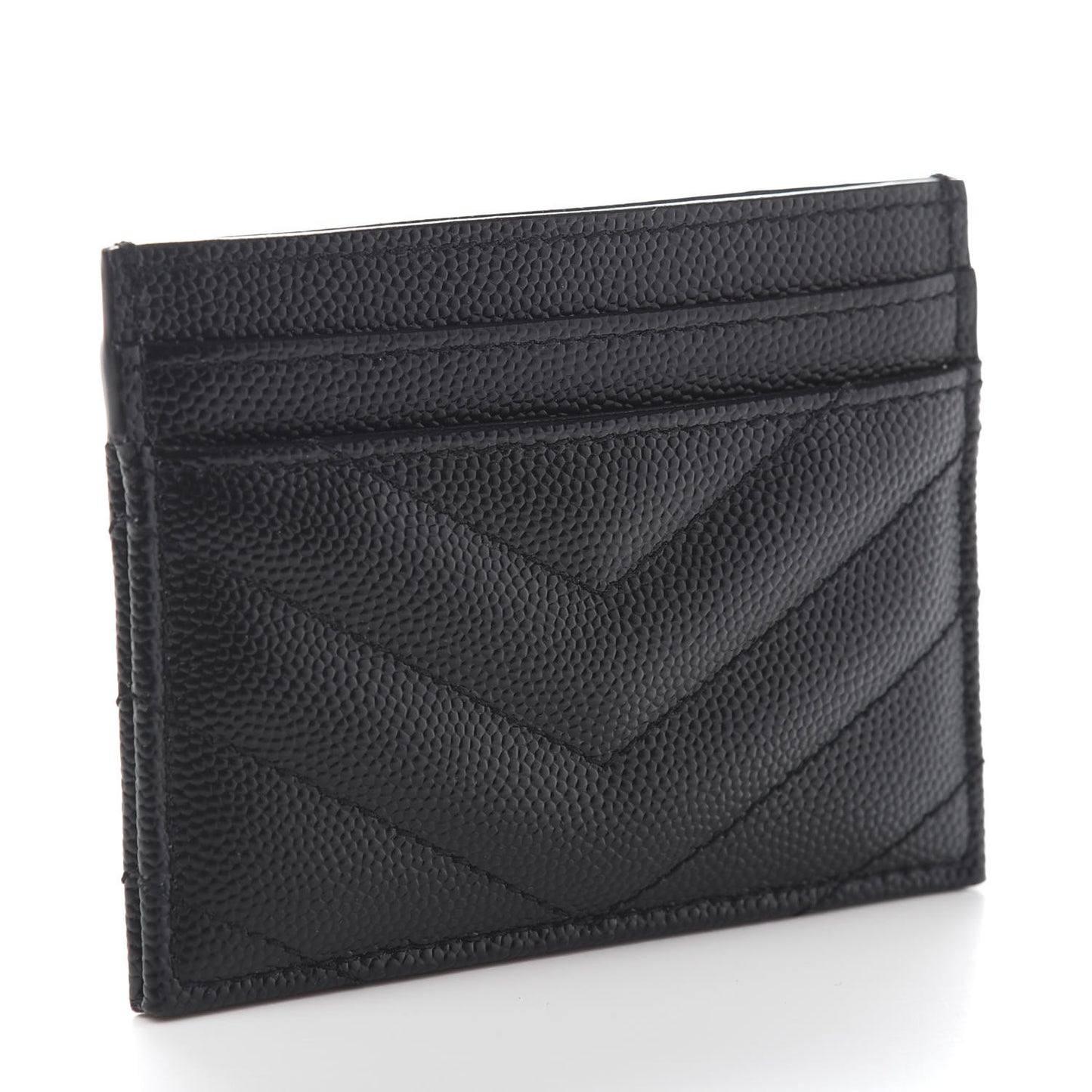 Grain De Poudre Matelasse Chevron Monogram Credit Card Case Black