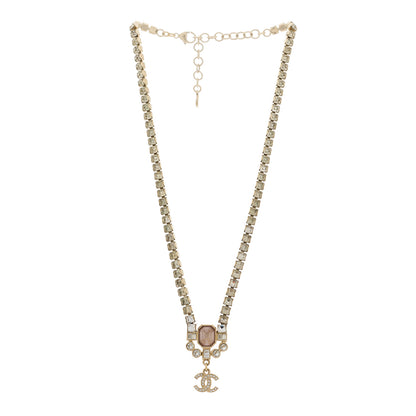 Chanel Crystal CC Pendant Choker Gold Pink 3 of 5