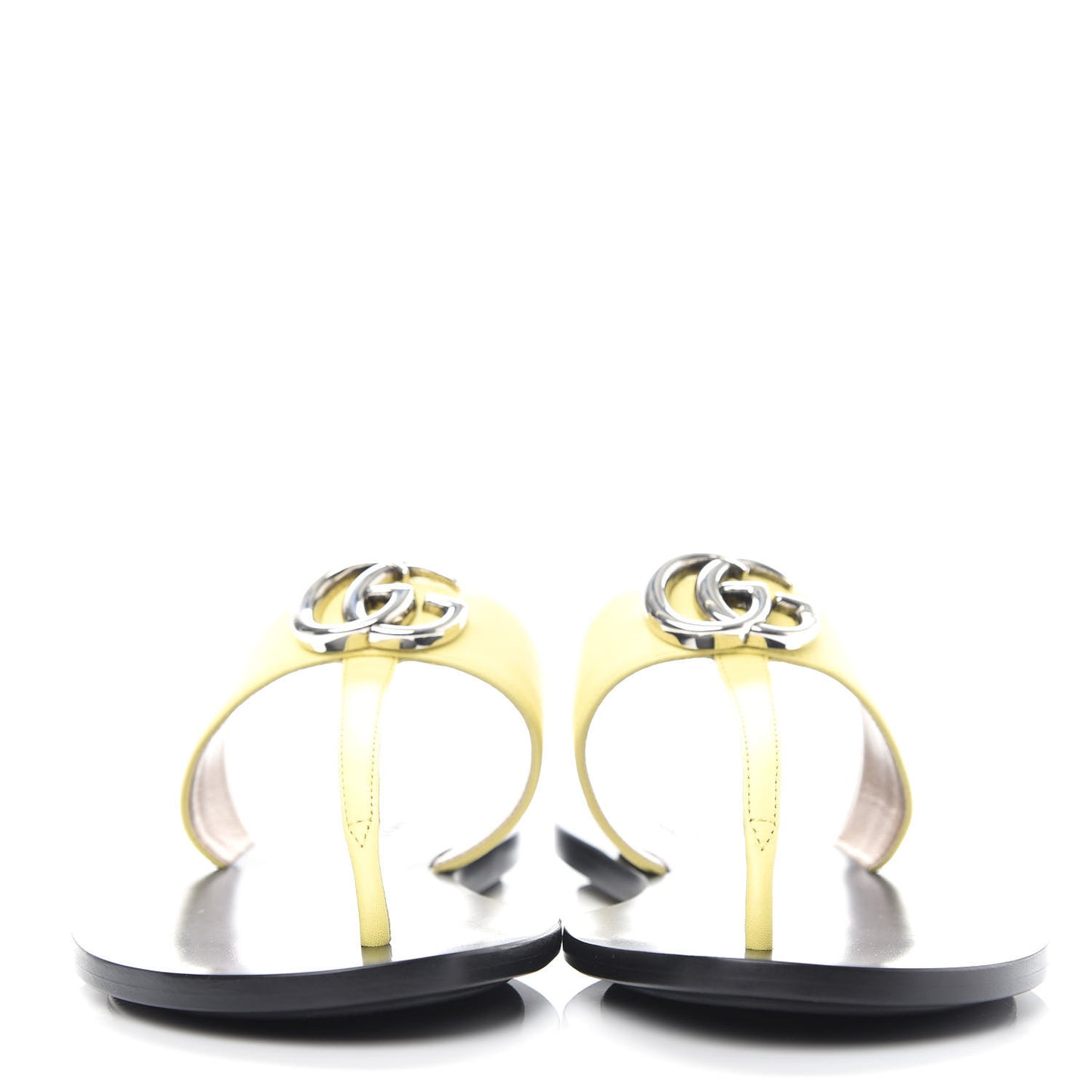 Calfskin GG Marmont Thong Sandals 37.5 Banana