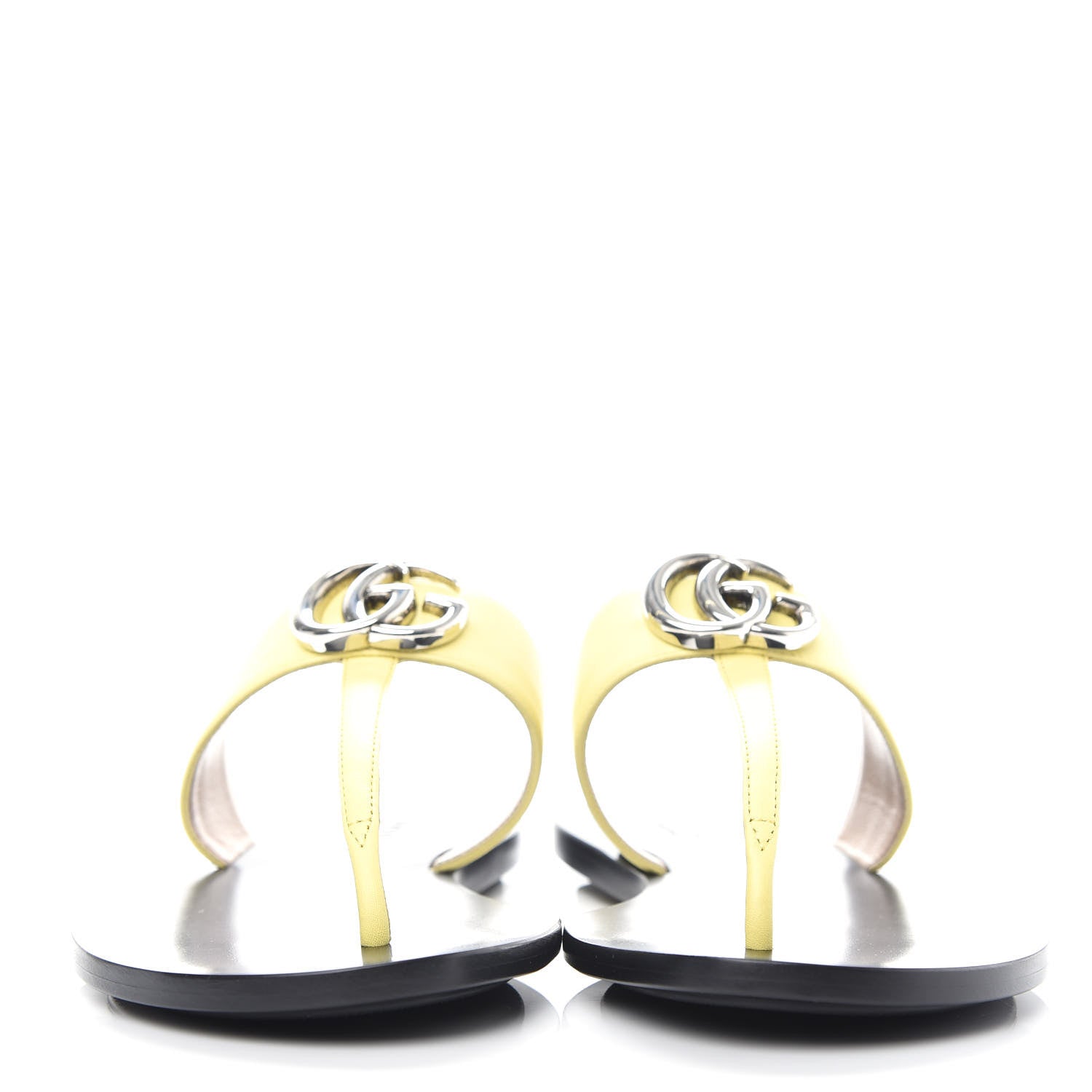 Gucci Calfskin GG Marmont Thong Sandals 37.5 Banana 2 of 10
