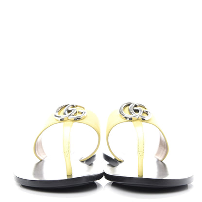 Gucci Calfskin GG Marmont Thong Sandals 37.5 Banana 2 of 10