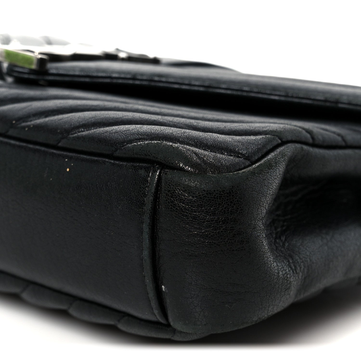Saint Laurent Sheepskin Matelasse Chevron Monogram Medium College Bag Black 11 of 11