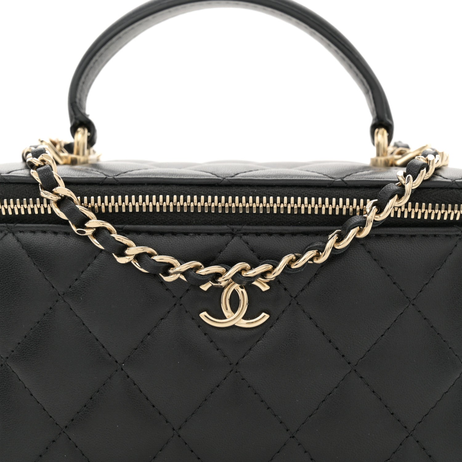Chanel Lambskin Quilted Small Top Handle Vanity Case With Chain Black 8 of 14