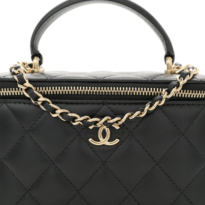 Chanel Lambskin Quilted Small Top Handle Vanity Case With Chain Black 8 of 14