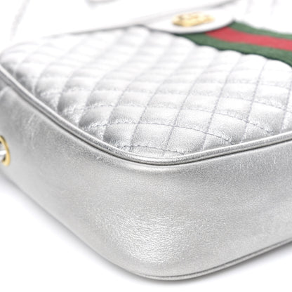 Gucci Laminated Nappa Web Trapuntata Small GG Shoulder Bag Argento 8 of 10