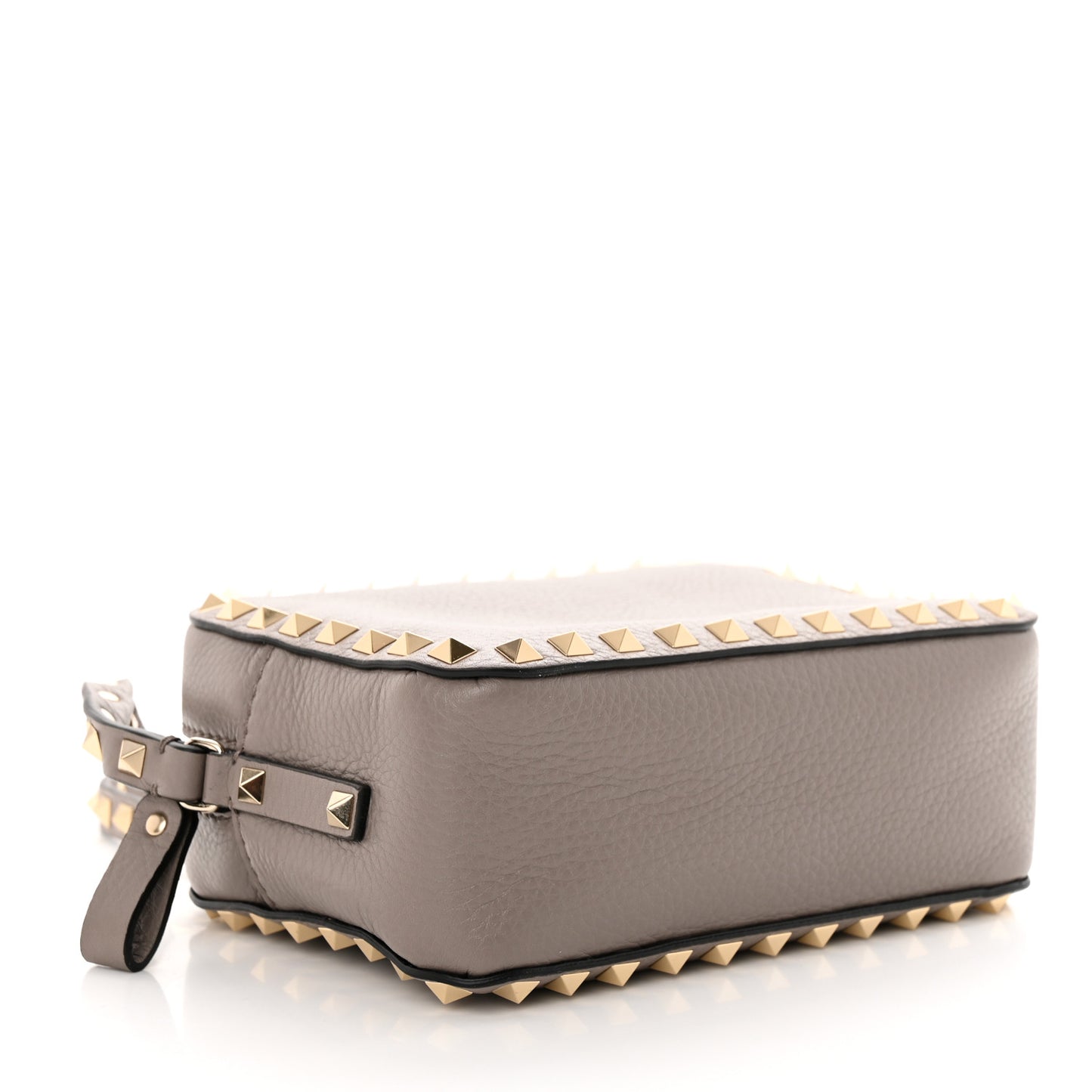 Pebbled Calfskin Rockstud Camera Crossbody Bag Poudre