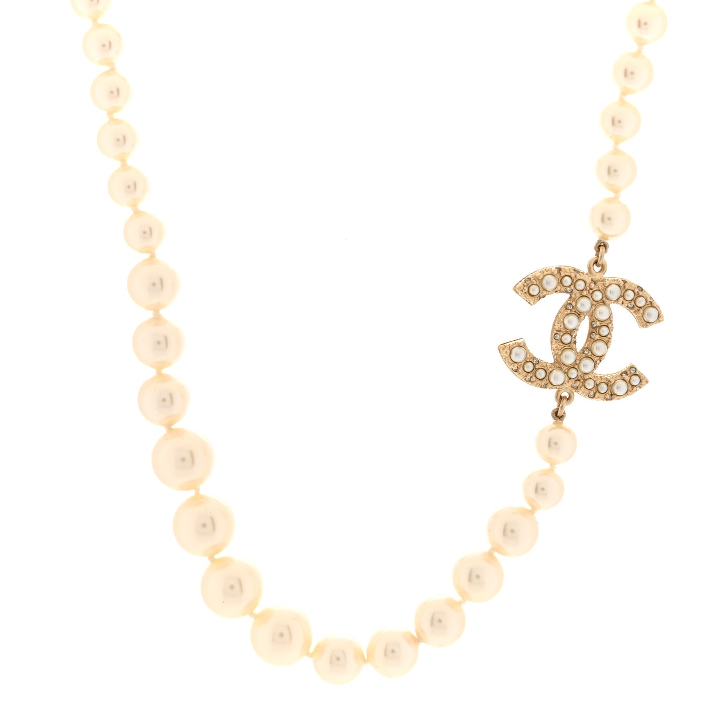 Pearl CC 100th Anniversary Necklace Light Gold