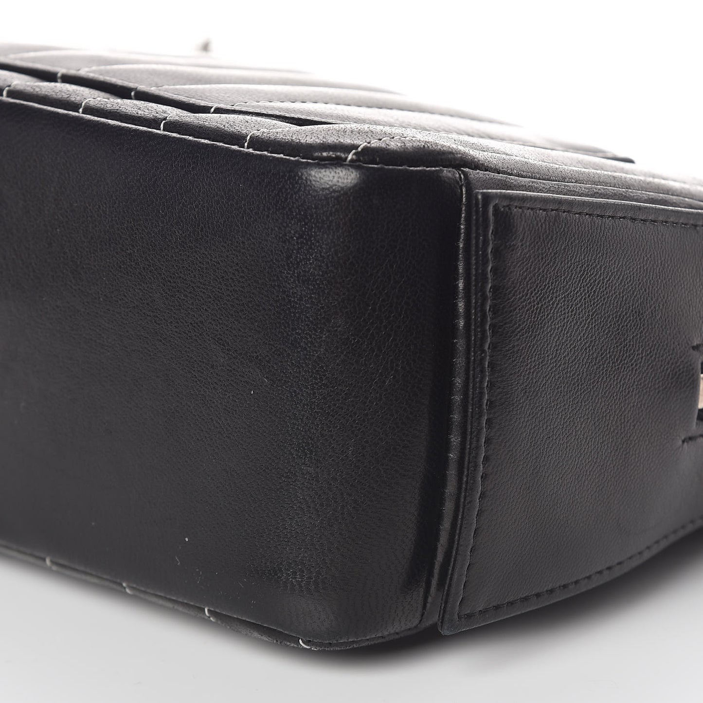Lambskin Vertical Quilted Mademoiselle Small Camera Case Black