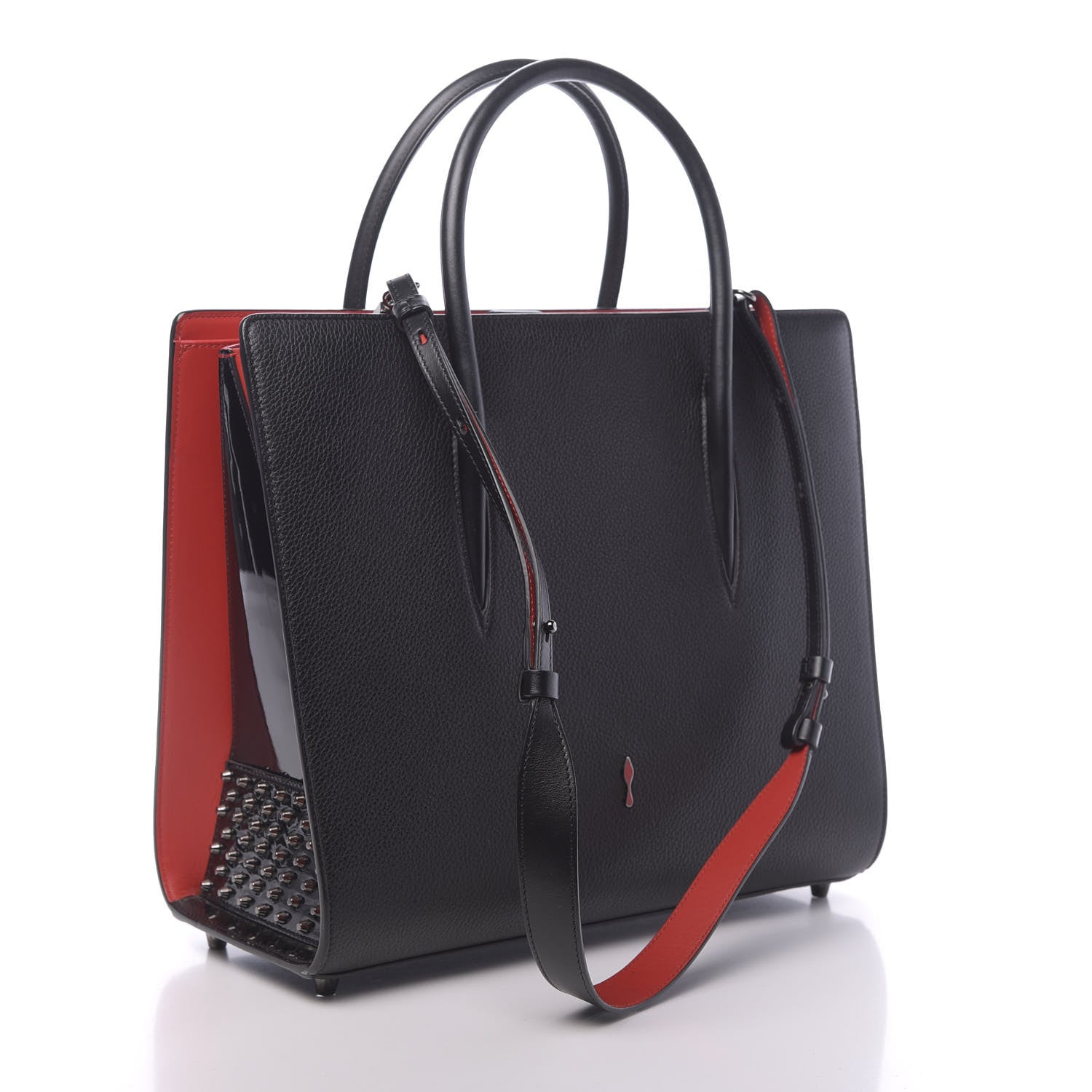 Christian Louboutin Calfskin Patent Studded Large Paloma Black 3 of 14