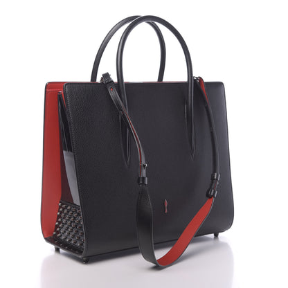Christian Louboutin Calfskin Patent Studded Large Paloma Black 3 of 14