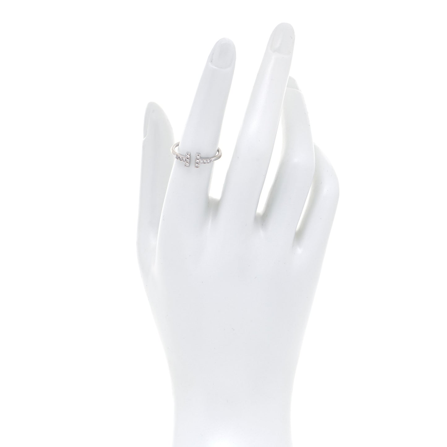 18K White Gold Diamond T Wire Ring 54 6.75