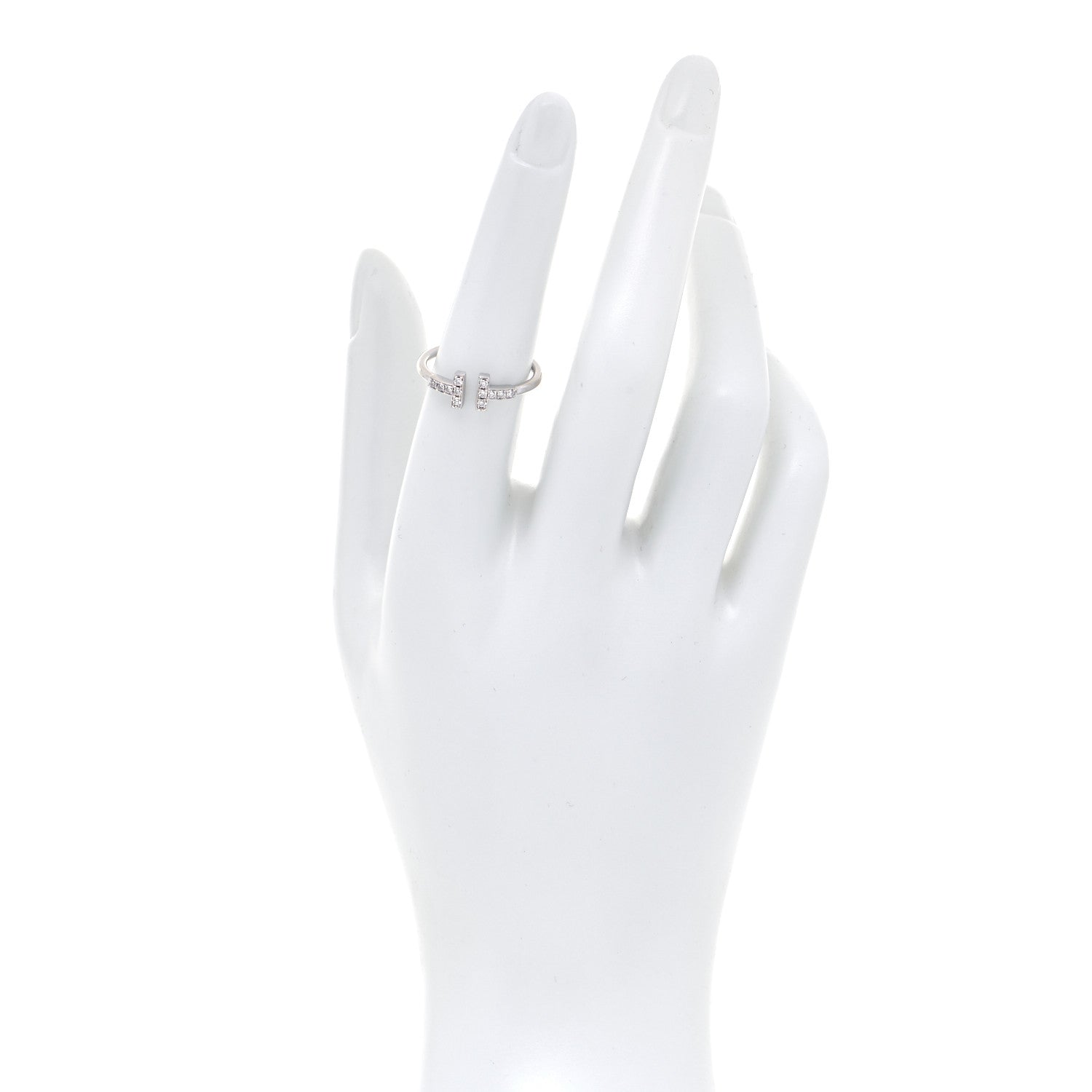 Tiffany 18K White Gold Diamond T Wire Ring 54 6.75 2 of 5