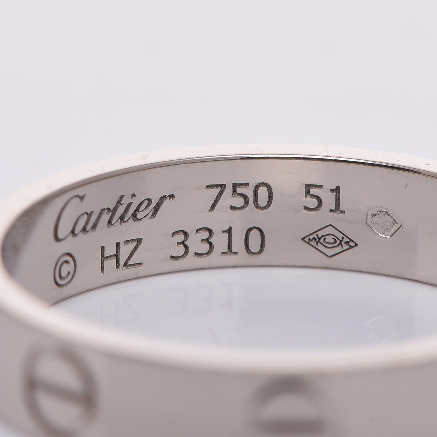 18K White Gold 3.5mm LOVE Wedding Band Ring 51 5.75