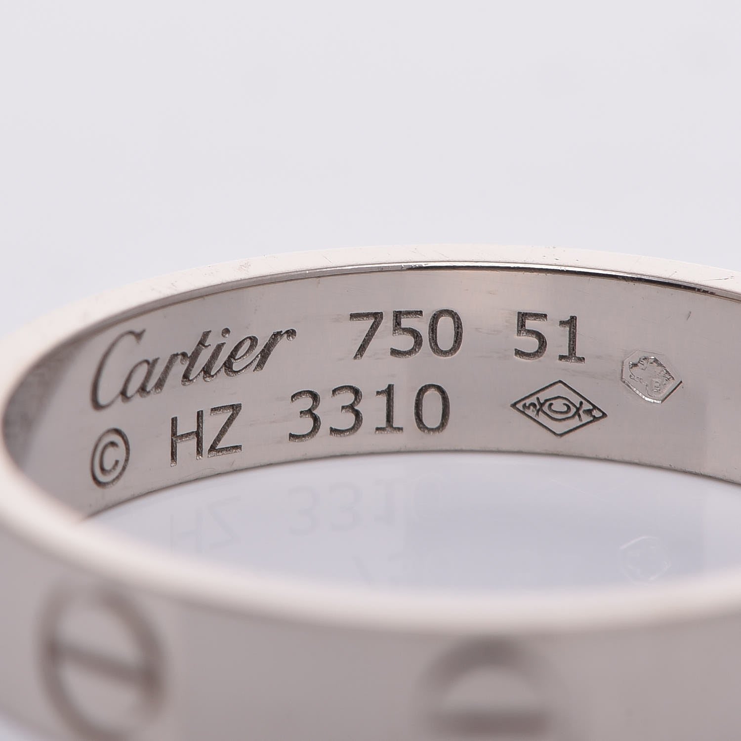 Cartier 18K White Gold 3.5mm LOVE Wedding Band Ring 51 5.75 4 of 4