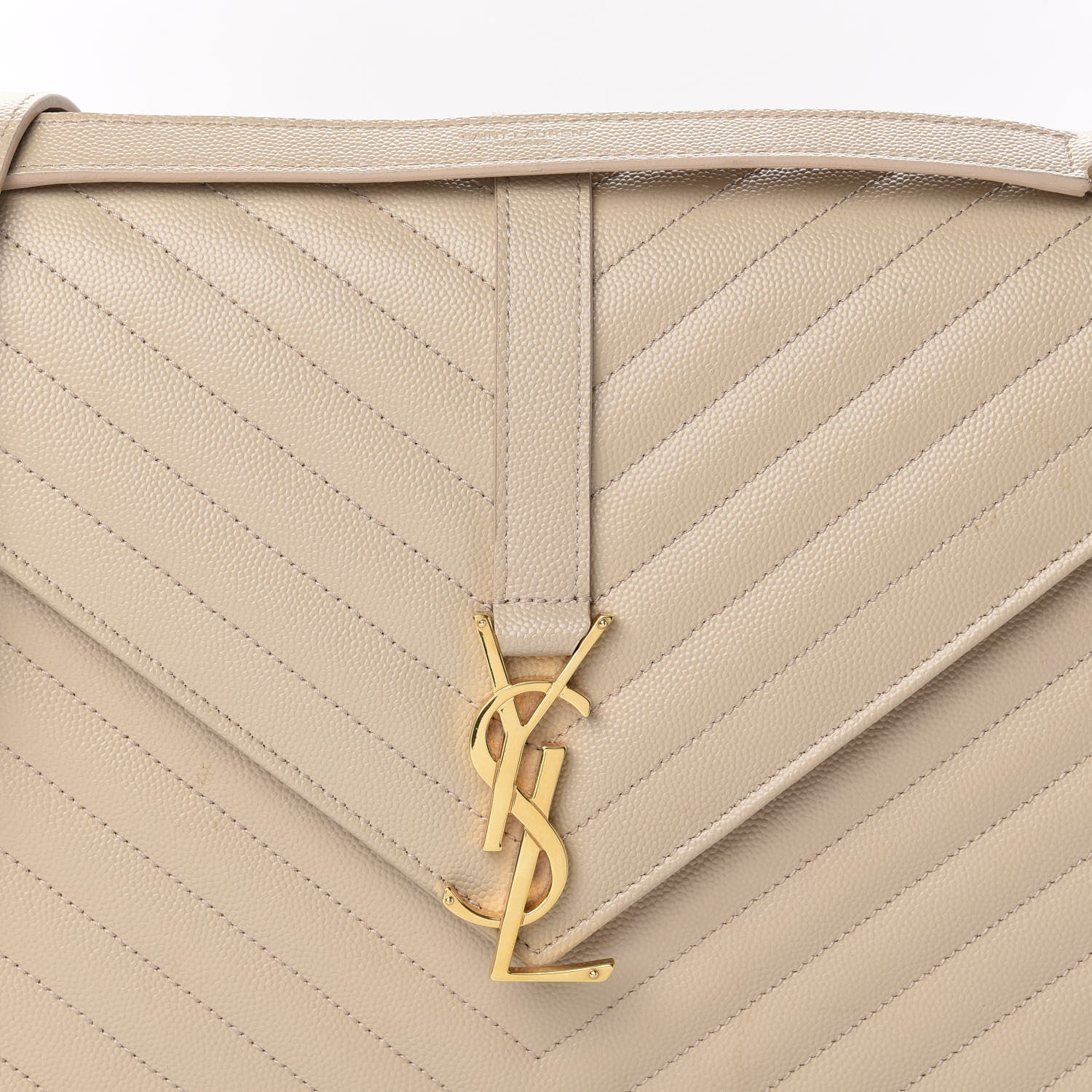 Saint Laurent Grain De Poudre Matelasse Chevron Large Monogram Satchel Nude Powder 12 of 12
