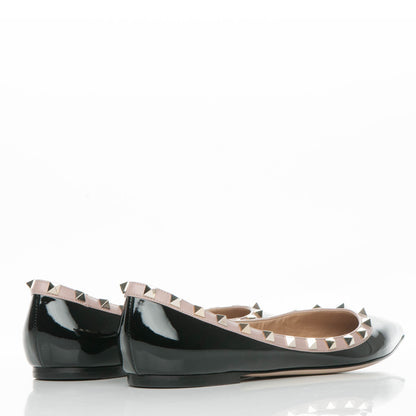 Valentino Garavani Patent Rockstud Ballerina Flats 40.5 Black Poudre 4 of 7