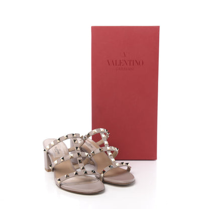 Valentino Garavani Calfskin Rockstud 60mm Caged Slide Sandals 36 Poudre 9 of 9