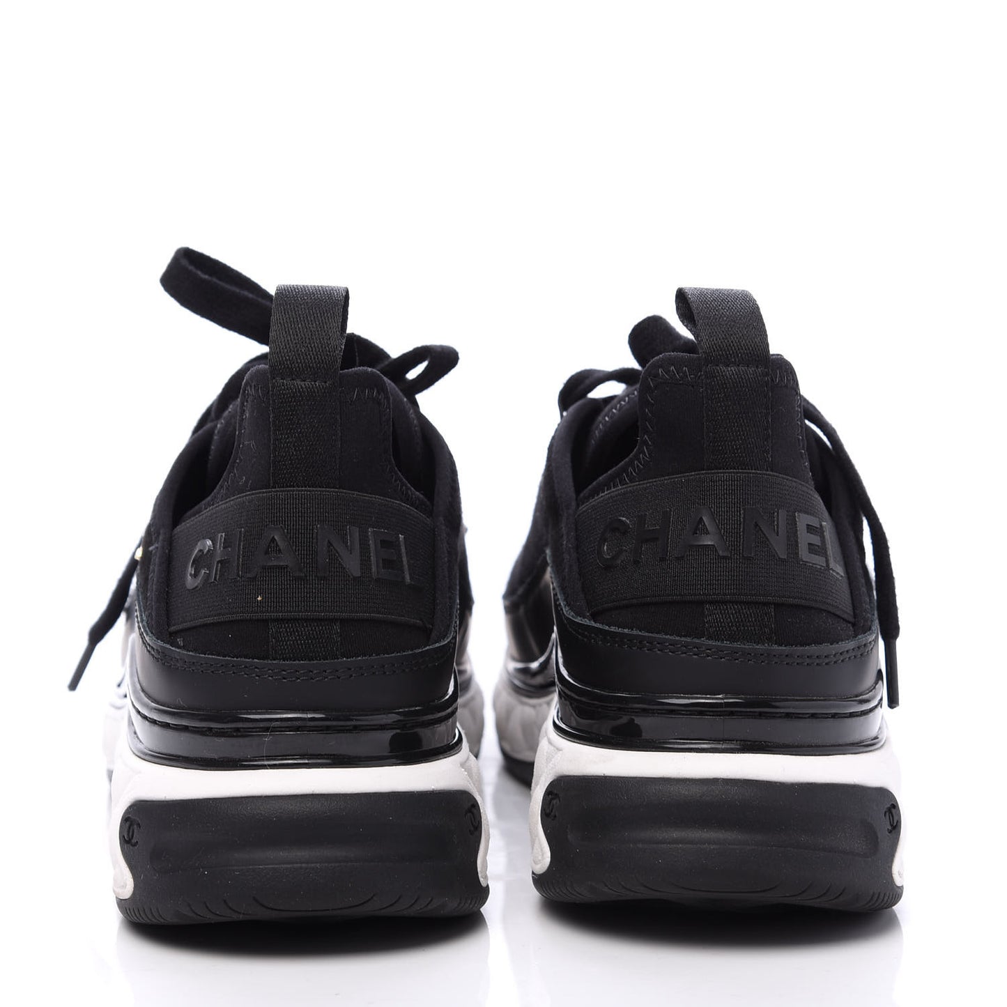 Velvet Calfskin Mixed Fibers CC Sneakers 36.5 Black