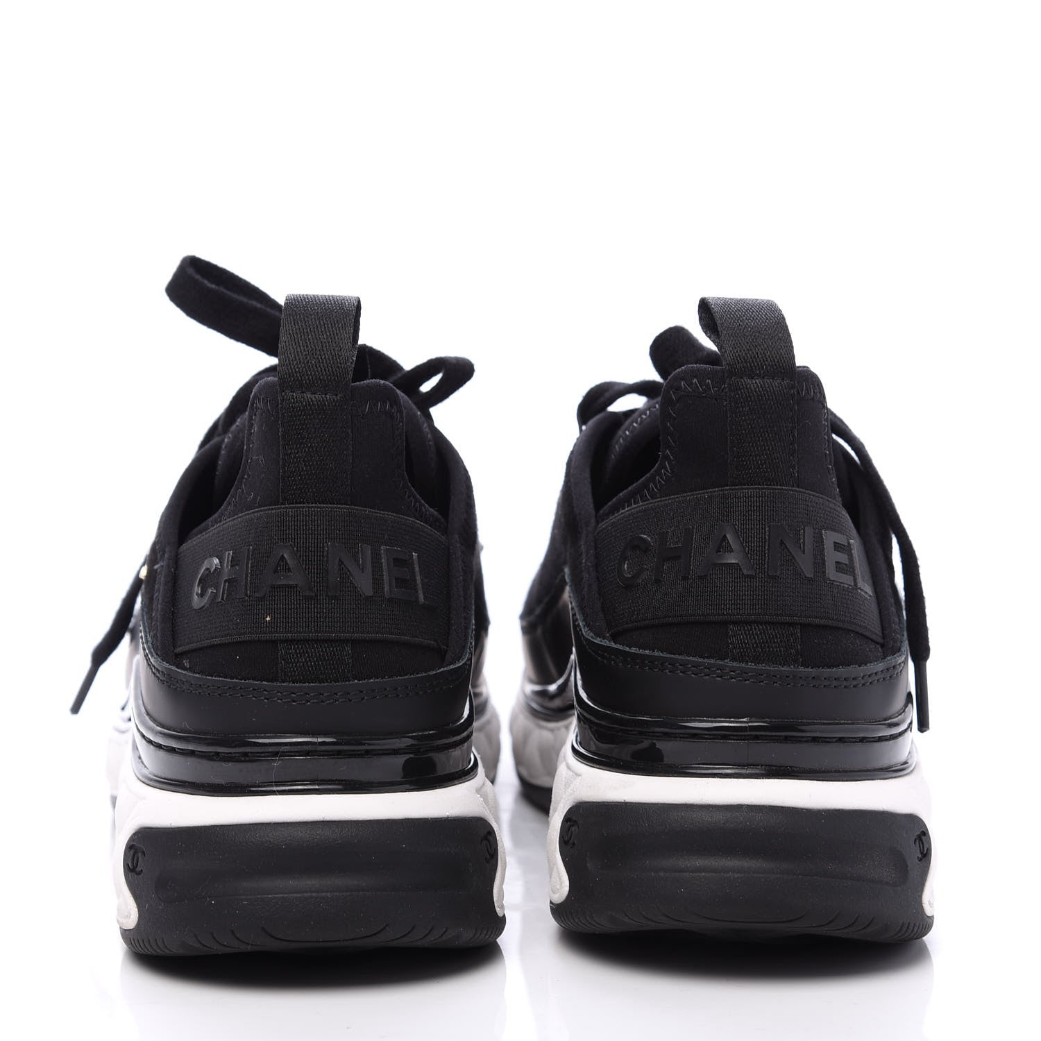 Chanel Velvet Calfskin Mixed Fibers CC Sneakers 36.5 Black 5 of 9